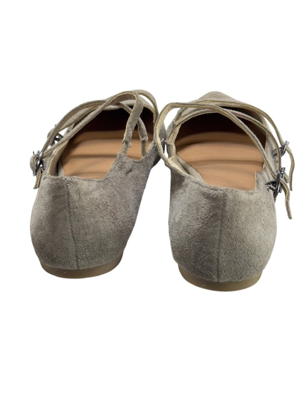 STEVE MADDEN Edggy Shoes Beige Suede Strappy Flats Women’s Size 7.5 - Picture 6 of 12